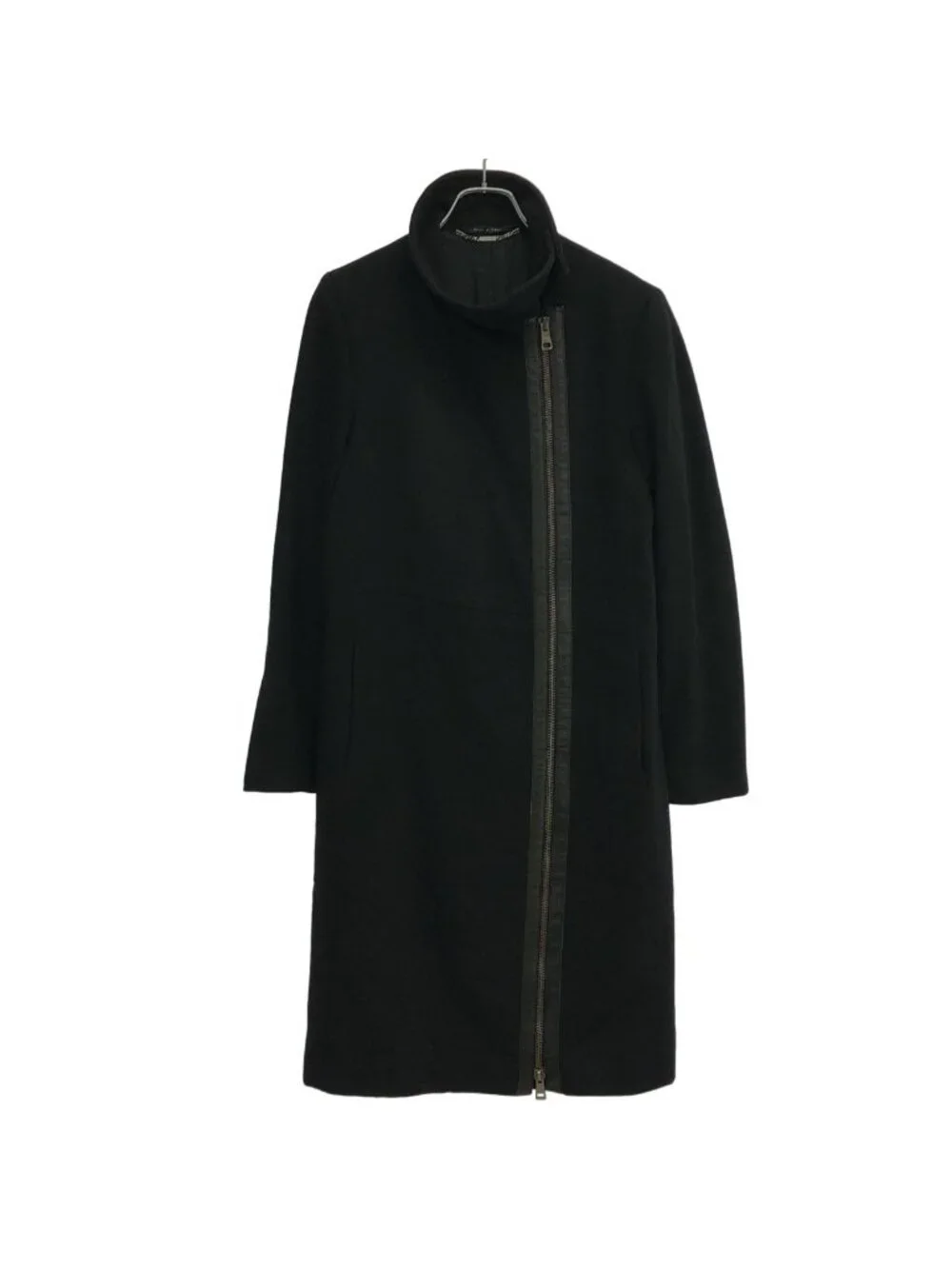 Gucci Wool Cashmere High Neck Zip Coat Black 42